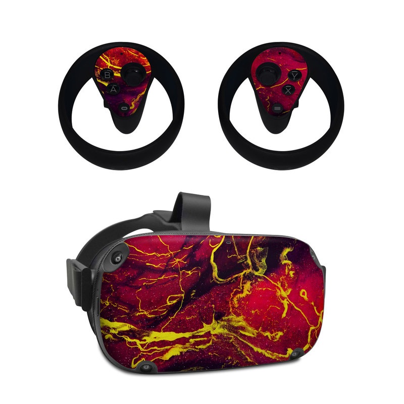 Oculus Quest Skin design of Red, Purple, Geological phenomenon, Pattern, Fractal art, Art, Fictional character, Graphics with red.yellow, black colors