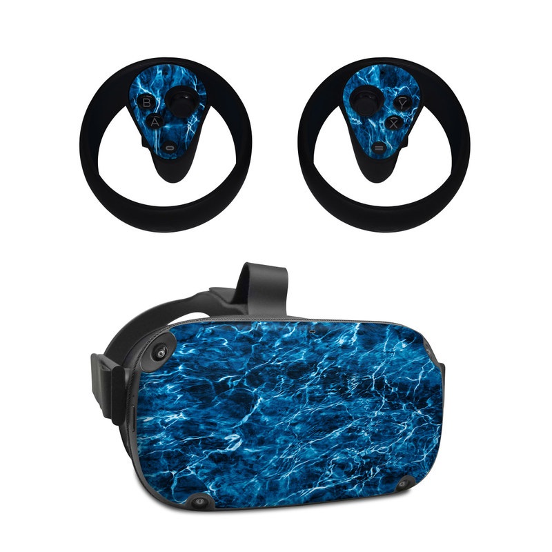 Oculus Quest Skin design of Blue, Water, Aqua, Turquoise, Azure, Electric blue, Sky, Pattern, Sea, Ocean, with blue, black colors