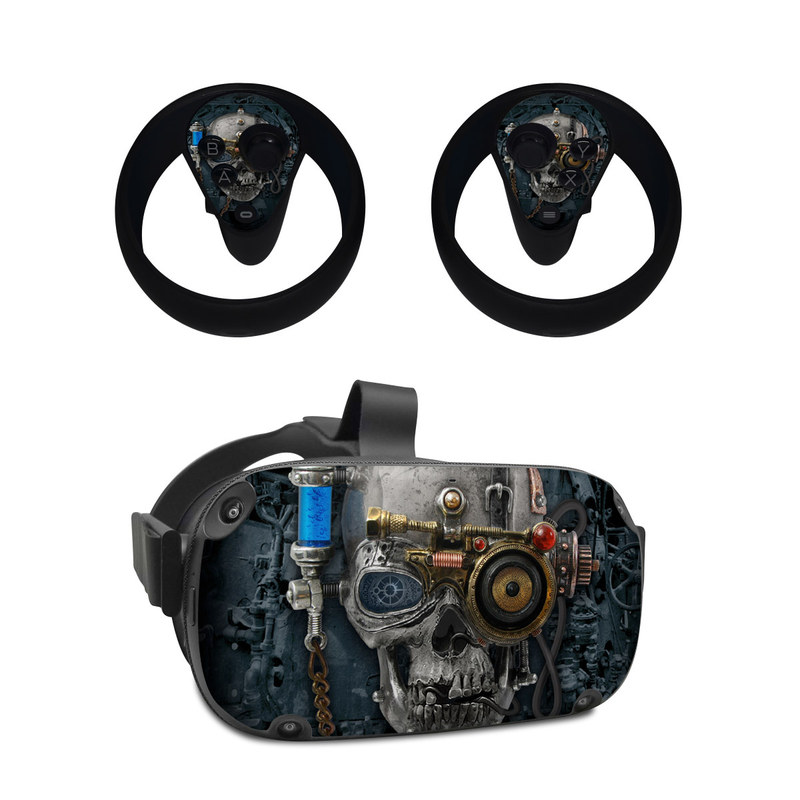 Oculus Quest Skin design of Engine, Auto part, Still life photography, Personal protective equipment, Illustration, Automotive engine part, Art, with black, gray, red, green colors