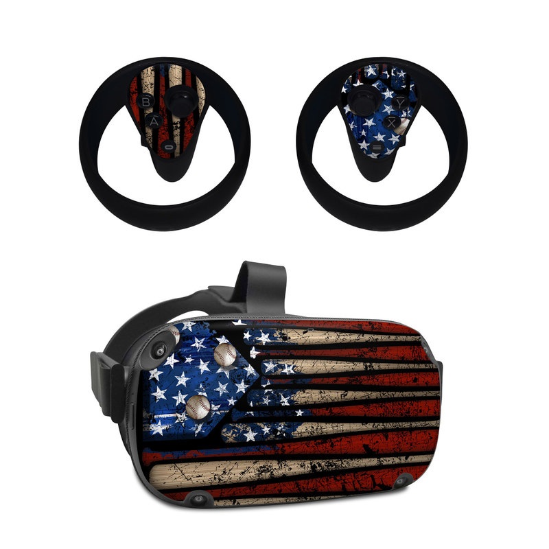 Oculus Quest Skin design of Baseball bat, Baseball equipment, with black, red, gray, green, blue colors