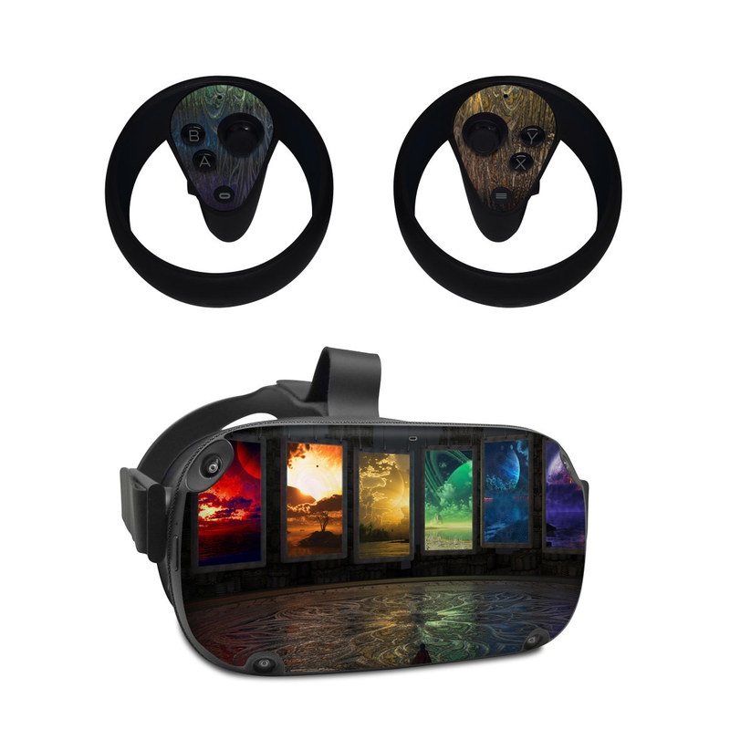 Oculus Quest Skin design of Light, Lighting, Water, Sky, Technology, Night, Art, Geological phenomenon, Electronic device, Glass, with black, red, green, blue colors