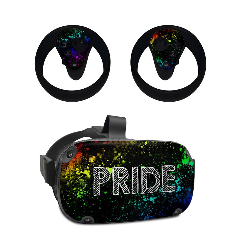 Oculus Quest Skin design of Green, Text, Graphic design, Font, Graphics, Design, Illustration, Space, Visual effect lighting, Circle, with black, white, blue, purple, green, yellow, orange, red colors