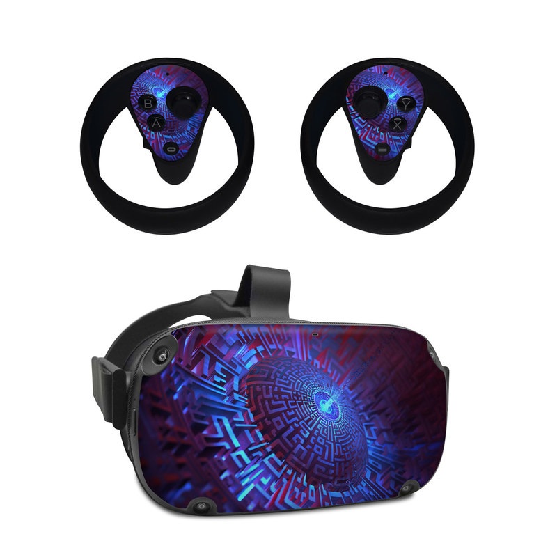 Oculus Quest Skin design of Blue, Light, Fractal art, Electric blue, Purple, Water, Psychedelic art, Organism, Art, Spiral, with black, blue colors