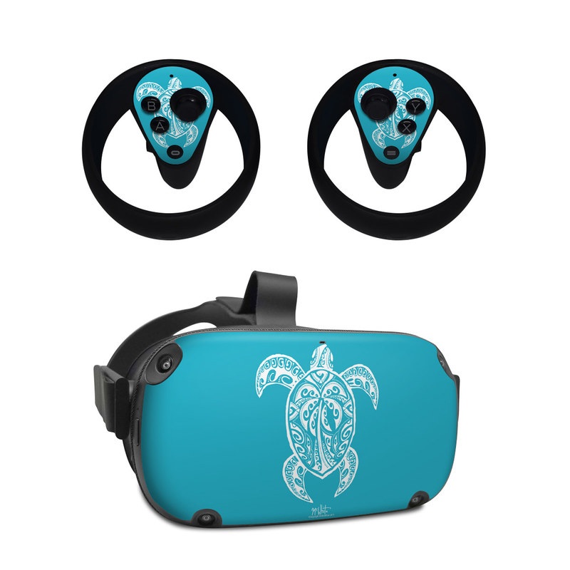 Oculus Quest Skin design of Sea turtle, Turtle, Green sea turtle, Reptile, Illustration, with blue, white colors