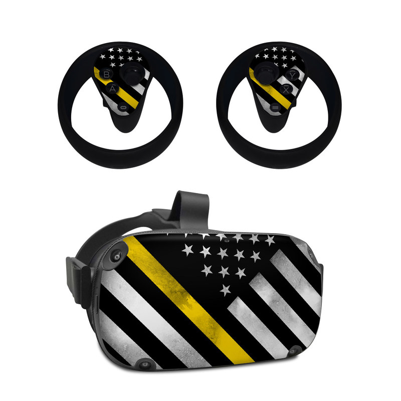 Oculus Quest Skin design of Flag of the united states, Flag, Yellow, Line, Black-and-white, Pattern, Monochrome, Graphic design, Parallel, with black, white, gray, yellow colors