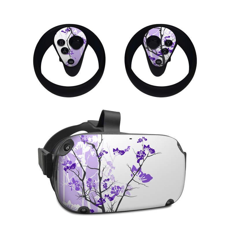 Oculus Quest Skin design of Branch, Purple, Violet, Lilac, Lavender, Plant, Twig, Flower, Tree, Wildflower, with white, purple, gray, pink, black colors
