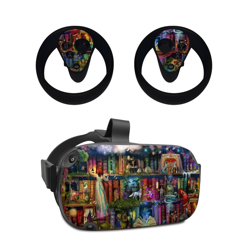 Oculus Quest Skin design of Painting, Art, Theatrical scenery, with black, red, gray, green, blue colors