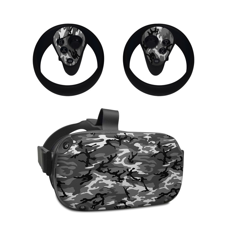 Oculus Quest Skin design of Military camouflage, Pattern, Clothing, Camouflage, Uniform, Design, Textile, with black, gray colors