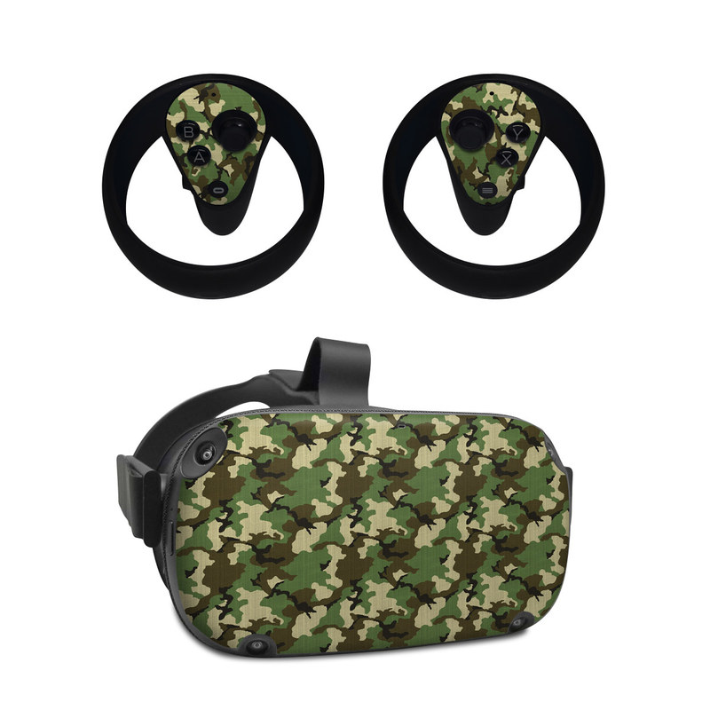 Oculus Quest Skin design of Military camouflage, Camouflage, Clothing, Pattern, Green, Uniform, Military uniform, Design, Sportswear, Plane with black, gray, green colors