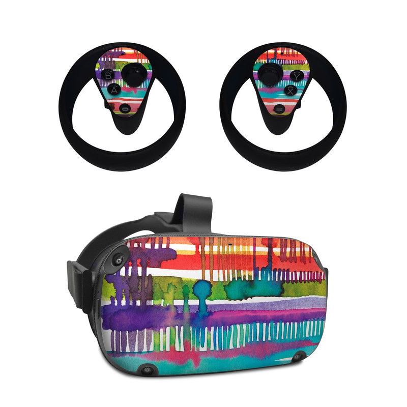 Oculus Quest Skin design of Textile, Art, Magenta, Hair accessory, with white, red, orange, yellow, green, blue, purple, brown, pink colors