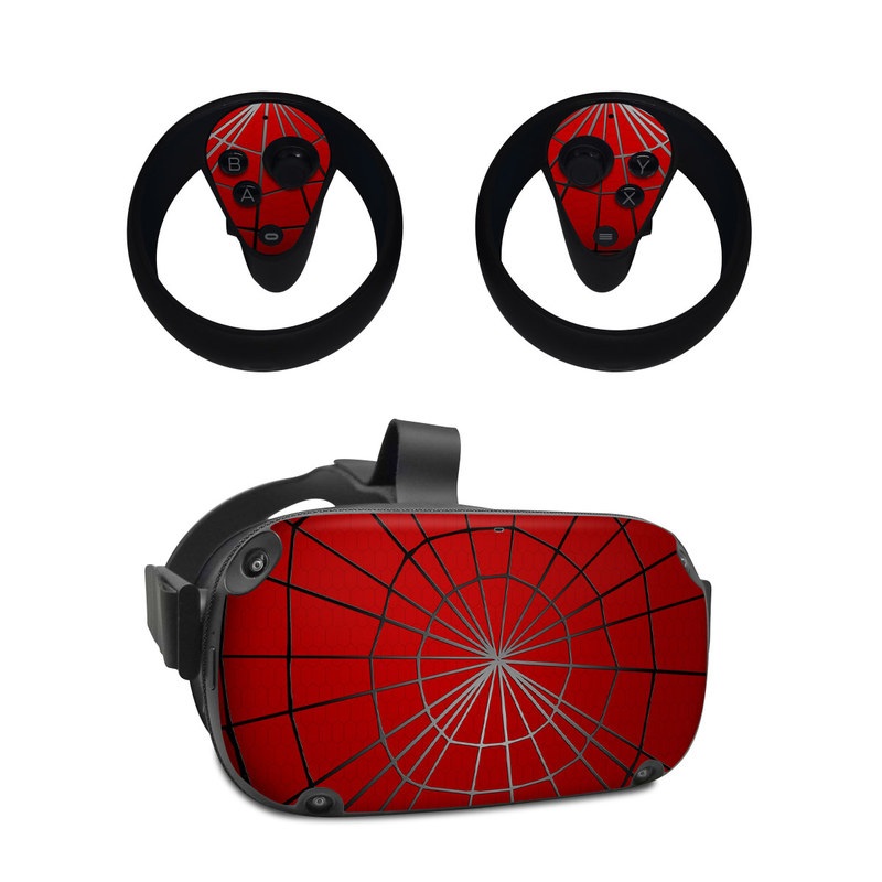 Oculus Quest Skin design of Red, Symmetry, Circle, Pattern, Line, with red, black, gray colors
