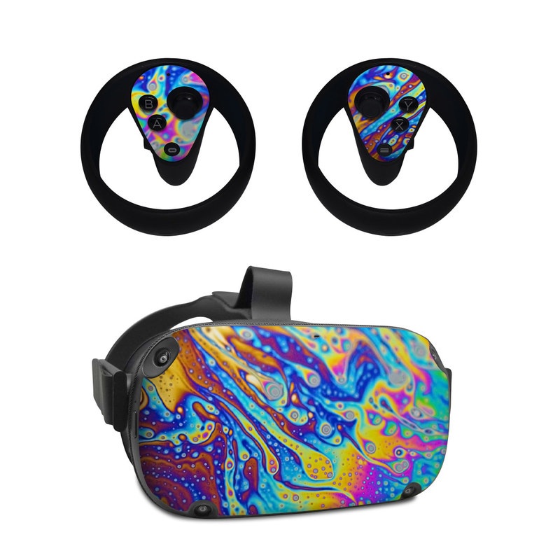 Oculus Quest Skin design of Psychedelic art, Blue, Pattern, Art, Visual arts, Water, Organism, Colorfulness, Design, Textile, with gray, blue, orange, purple, green colors