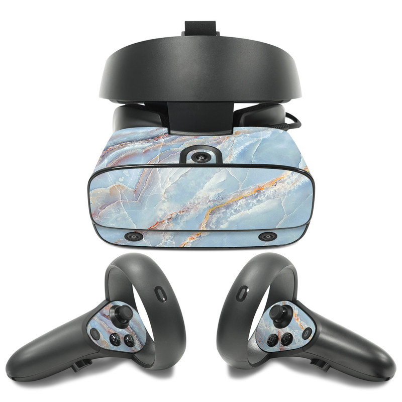 Oculus Rift S Skin design of Blue, Azure, Aqua, Onyx, with blue, red, orange, white colors