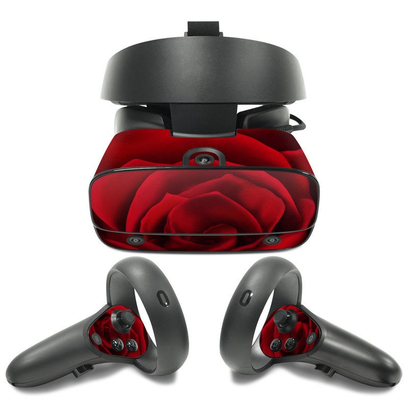 Oculus Rift S Skin design of Red, Garden roses, Rose, Petal, Flower, Nature, Floribunda, Rose family, Close-up, Plant, with black, red colors