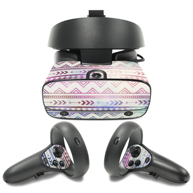Oculus Rift S Skin design of Pattern, Line, Teal, Design, Textile, with gray, pink, yellow, blue, black, purple colors