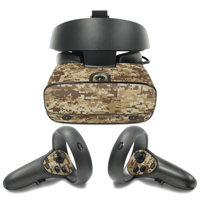 Oculus Rift S Skin design of Military camouflage, Brown, Pattern, Camouflage, Wall, Beige, Design, Textile, Uniform, Flooring, with brown colors