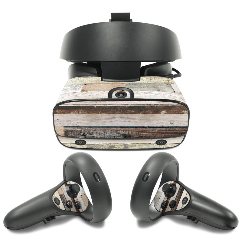 Oculus Rift S Skin design of Wood, Wall, Plank, Line, Lumber, Wood stain, Beige, Parallel, Hardwood, Pattern, with brown, white, gray, yellow colors