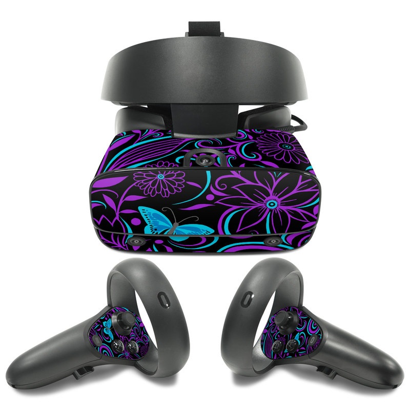 Oculus Rift S Skin design of Pattern, Purple, Violet, Turquoise, Teal, Design, Floral design, Visual arts, Magenta, Motif, with black, purple, blue colors