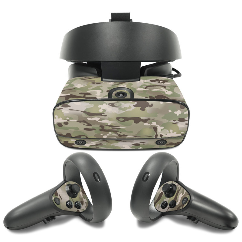 Oculus Rift S Skin design of Military camouflage, Camouflage, Pattern, Clothing, Uniform, Design, Military uniform, Bed sheet, with gray, green, black, red colors