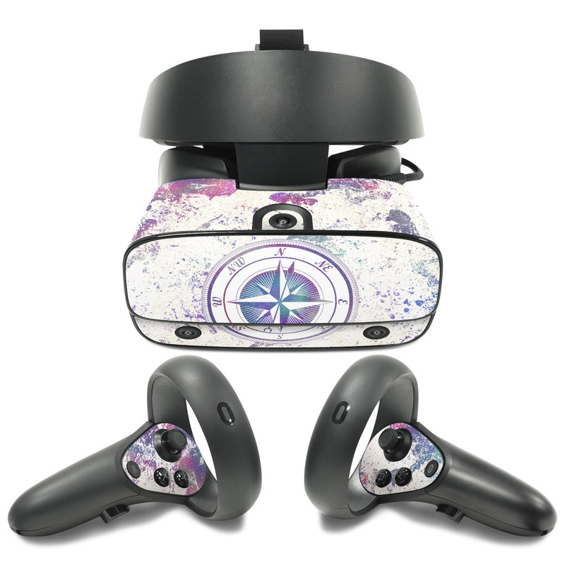 Oculus Rift S Skin design of Clock, Circle, Compass, Graphics, Pattern, Illustration, Interior design, with gray, white, yellow, pink, purple, blue colors