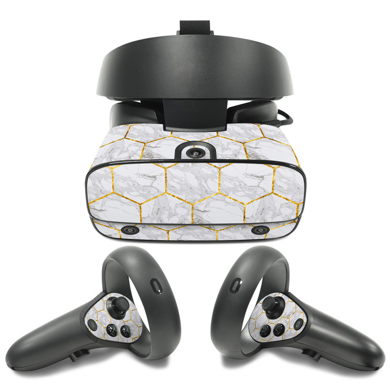 Oculus Rift S Skin design of Pattern, Tile flooring, Line, Tile, Design, Flooring, Floor, with white, black, brown colors
