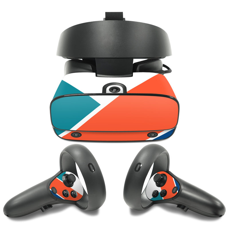 Oculus Rift S Skin design of Blue, Orange, Line, Turquoise, Flag, Electric blue, Pattern, Parallel, with white, blue, red, orange, green colors