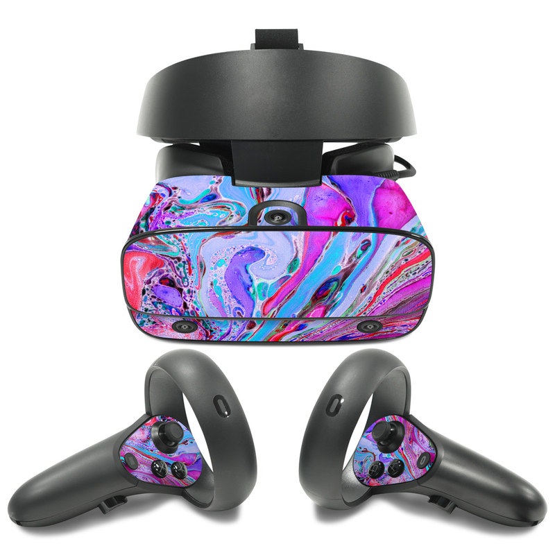 Oculus Rift S Skin design of Pink, Purple, Pattern, Design, Visual arts, Art, Psychedelic art, Magenta, Acrylic paint, Colorfulness, with pink, purple, blue, green colors