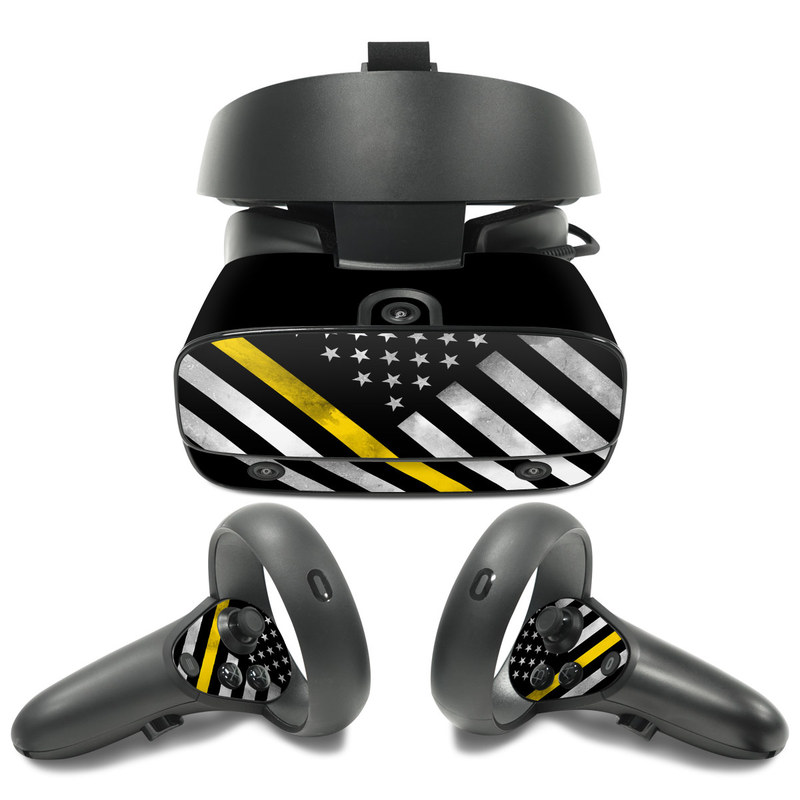 Oculus Rift S Skin design of Flag of the united states, Flag, Yellow, Line, Black-and-white, Pattern, Monochrome, Graphic design, Parallel, with black, white, gray, yellow colors