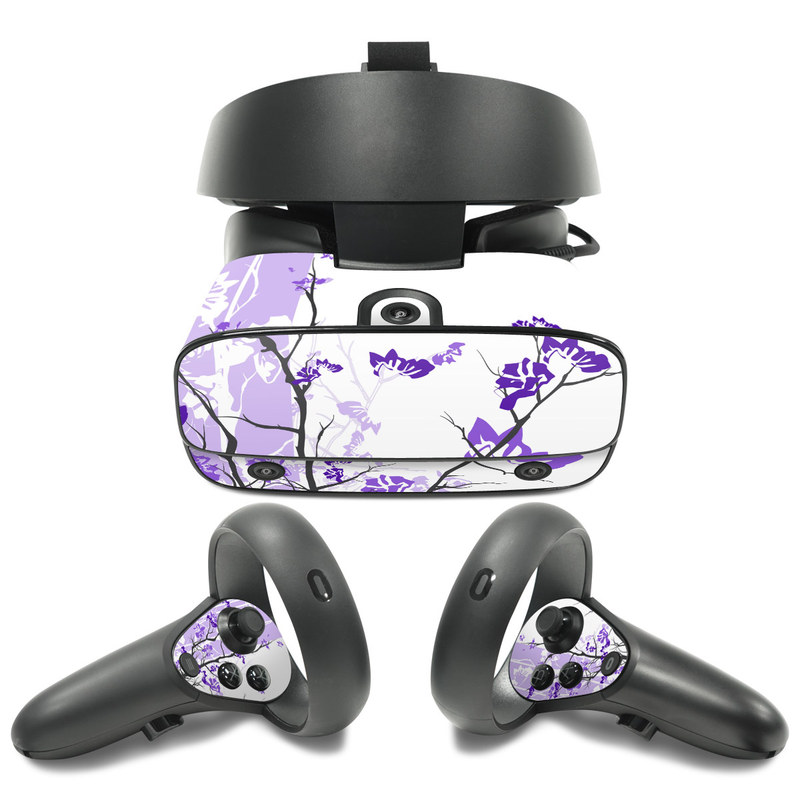 Oculus Rift S Skin design of Branch, Purple, Violet, Lilac, Lavender, Plant, Twig, Flower, Tree, Wildflower, with white, purple, gray, pink, black colors
