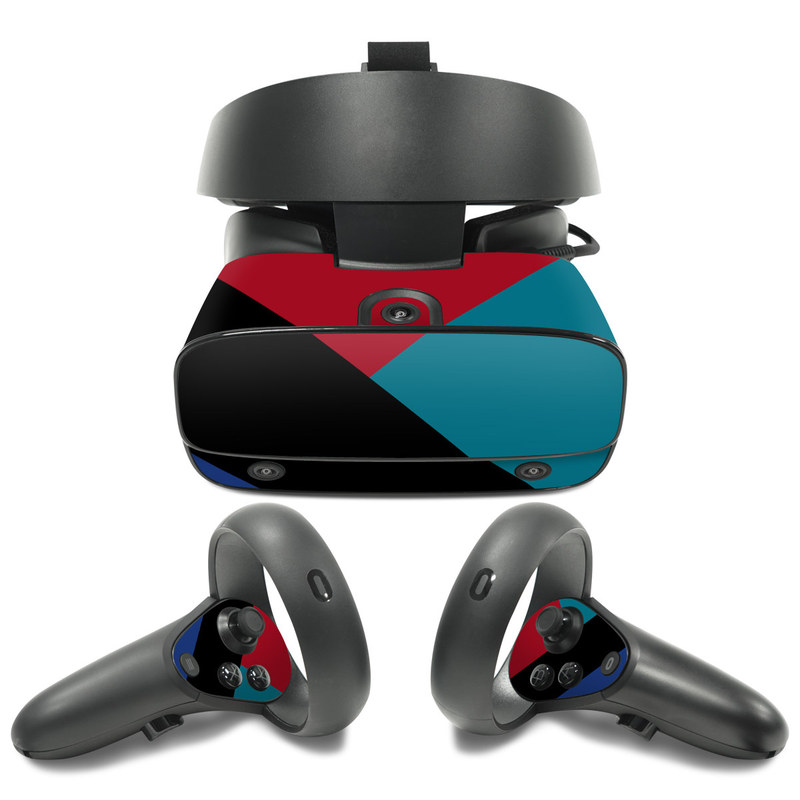 Oculus Rift S Skin design of Blue, Green, Turquoise, Azure, Teal, Electric blue, Line, Pattern, Design, Graphic design, with black, blue, red colors