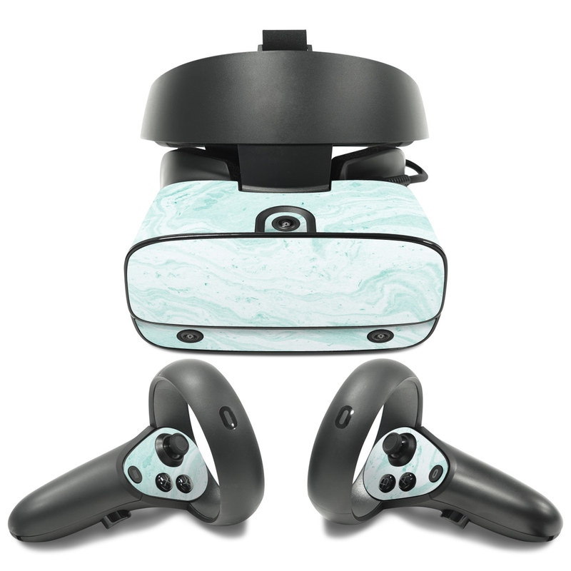 Oculus Rift S Skin design of White, Aqua, Pattern, with green, blue colors