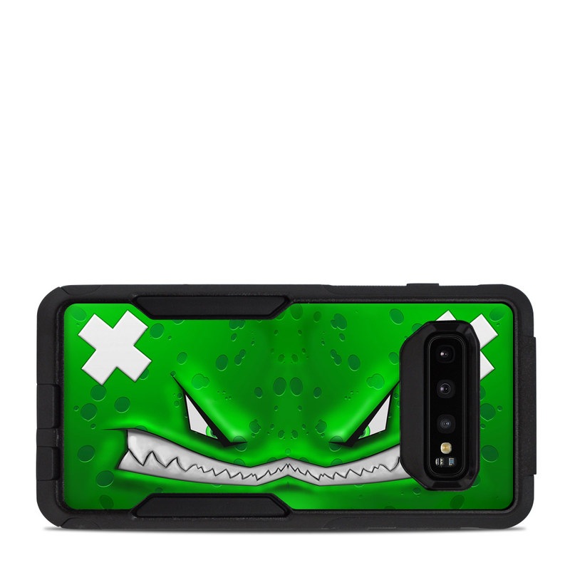 OtterBox Commuter Galaxy S10 Case Skin design of Green, Font, Animation, Logo, Graphics, Games, with green, white colors
