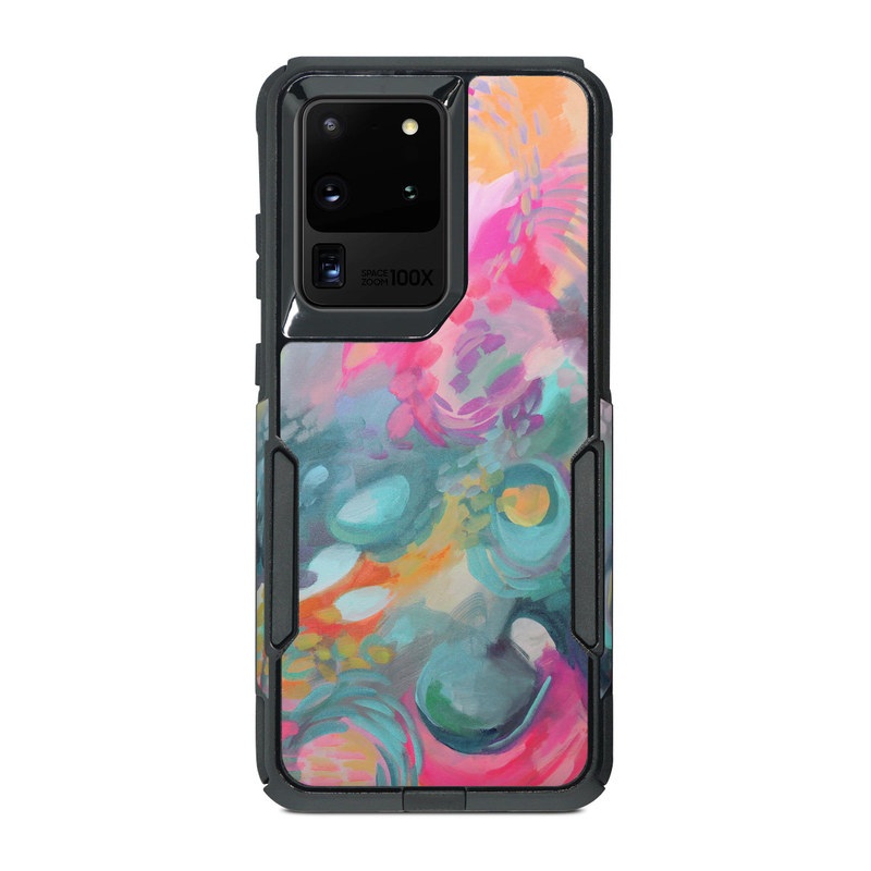 OtterBox Commuter Galaxy S20 Ultra Case Skin design of Painting, Acrylic paint, Modern art, Art, Pink, Visual arts, Watercolor paint, Pattern, Illustration, Paint, with blue, pink, orange, yellow, green, purple colors