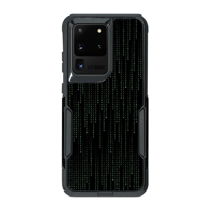 OtterBox Commuter Galaxy S20 Ultra Case Skin design of Green, Black, Pattern, Symmetry, with black colors