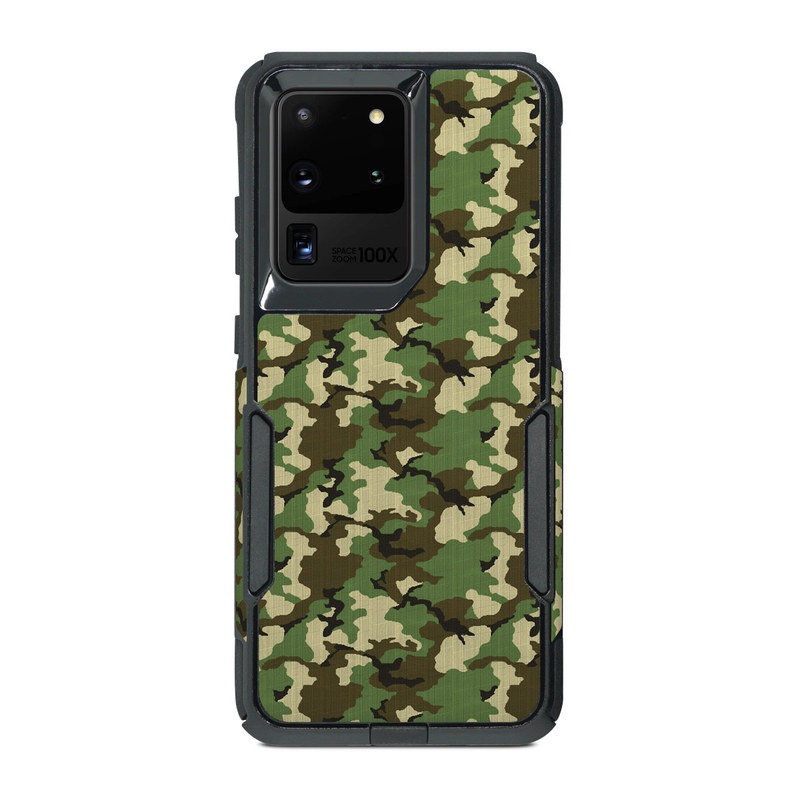 OtterBox Commuter Galaxy S20 Ultra Case Skin design of Military camouflage, Camouflage, Clothing, Pattern, Green, Uniform, Military uniform, Design, Sportswear, Plane, with black, gray, green colors
