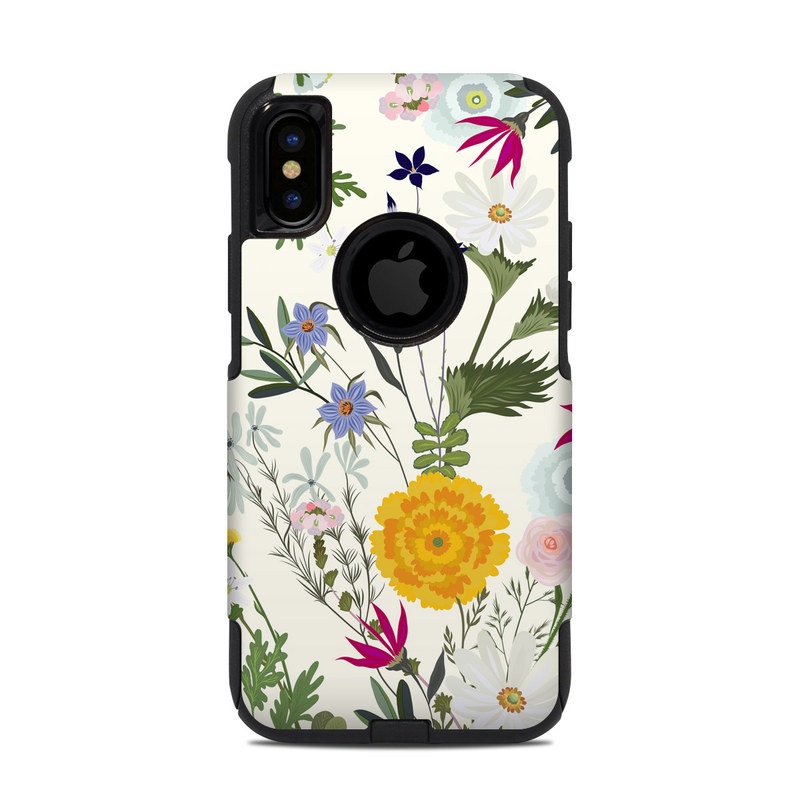 OtterBox Commuter iPhone XS Case Skin design of Flower, Wildflower, chamomile, Floral design, Plant, camomile, Botany, Clip art, Cut flowers, Daisy, with white, green, pink, orange, yellow, red colors