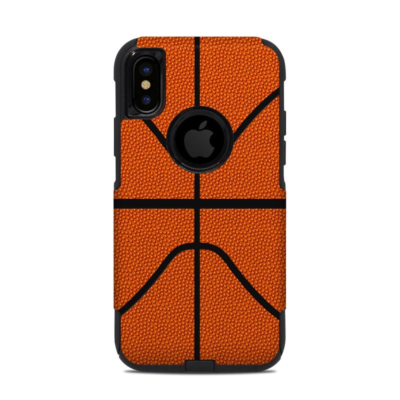 OtterBox Commuter iPhone XS Case Skin design of Orange, Basketball, Line, Pattern, Sport venue, Brown, Yellow, Design, Net, Team sport, with orange, black colors