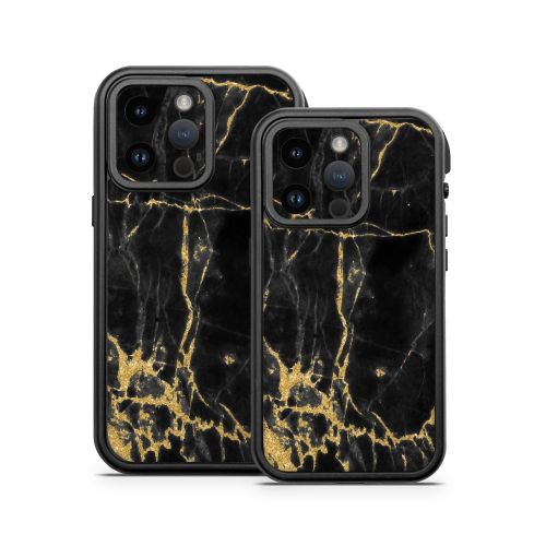 Black Gold Marble Otterbox Fre iPhone 14 Series Case Skin