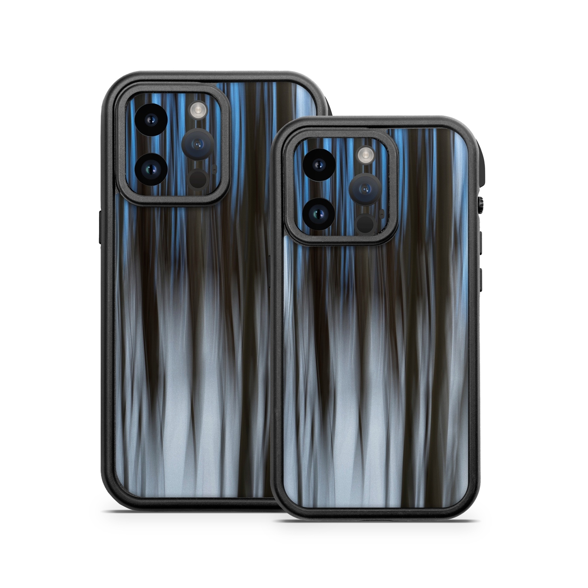 OtterBox Fre iPhone 14 Series Case Skin design of Water, Blue, Natural environment, Tree, Forest, Line, Waterfall, Plant, Black-and-white, Reflection, with black, white, blue colors