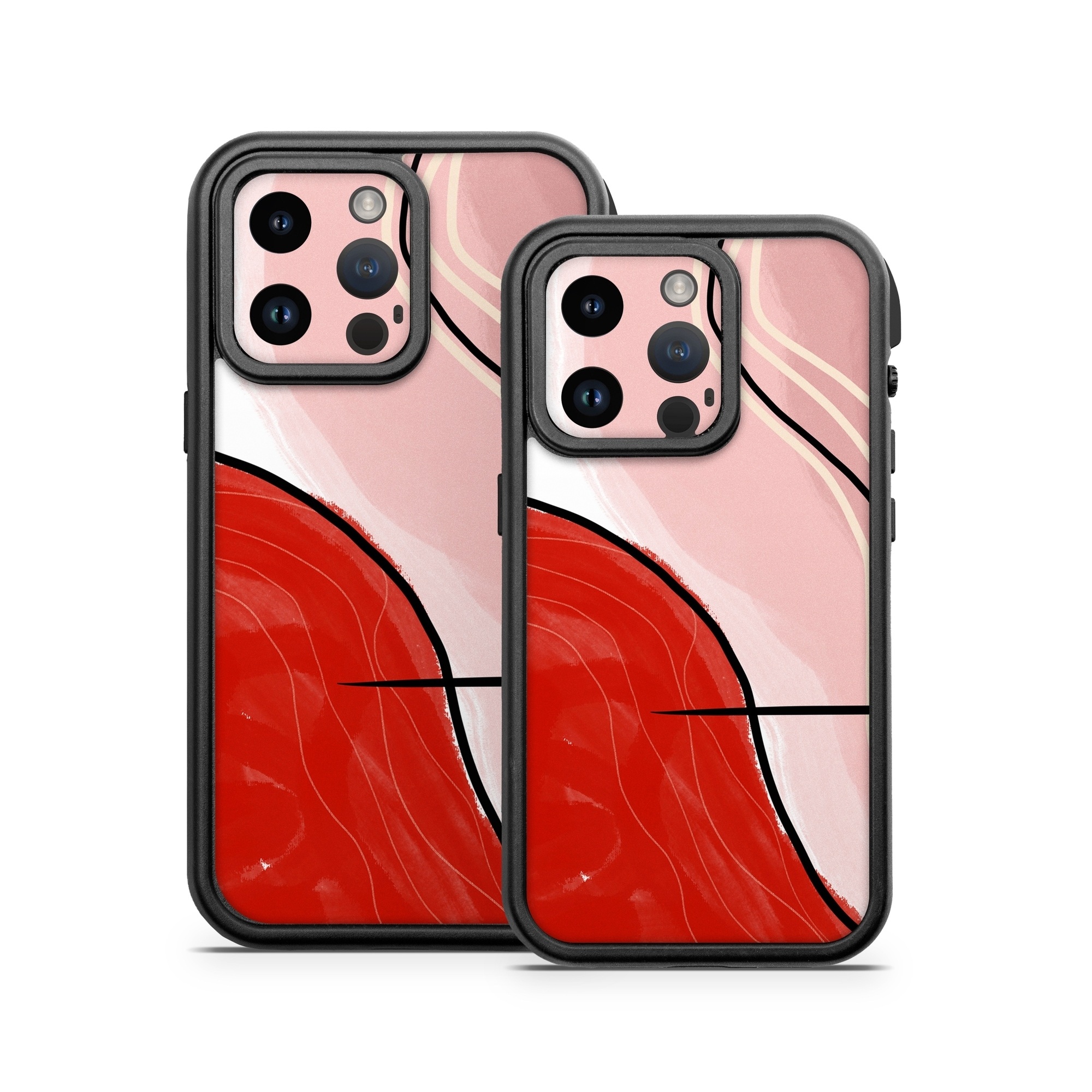 OtterBox Fre iPhone 14 Series Case Skin design of Red, Line, Lip, Material Property, Mouth, Illustration, Graphics, Liquid, Modern Art, Graphic Design, Art, with white, black, brown, red colors