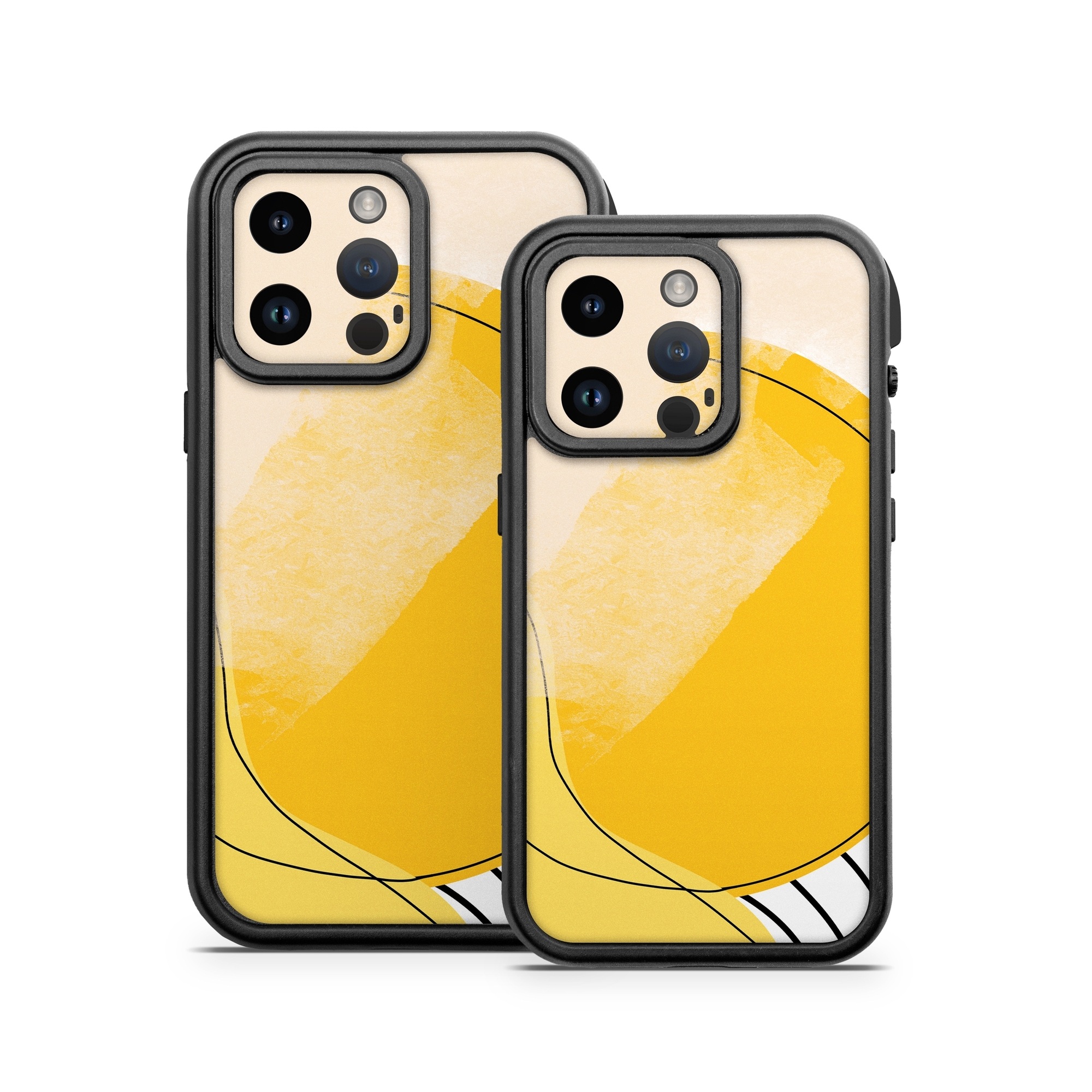 OtterBox Fre iPhone 14 Series Case Skin design of Yellow, Line, Illustration, Graphics, with white, black, brown, yellow colors