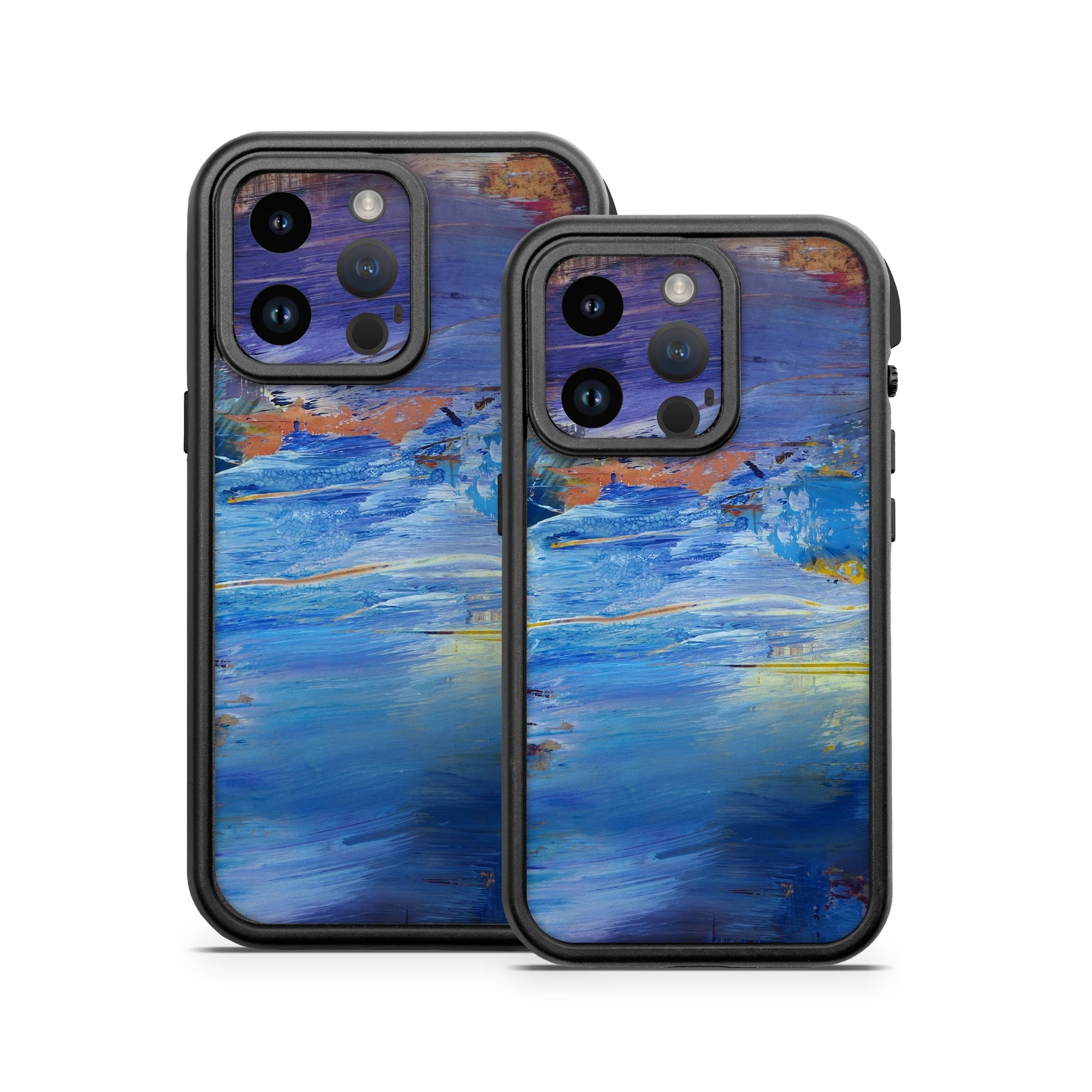 OtterBox Fre iPhone 14 Series Case Skin design of Painting, Blue, Modern art, Acrylic paint, Sky, Watercolor paint, Art, Visual arts, Paint, Electric blue, with blue, purple, yellow, brown, orange, black colors