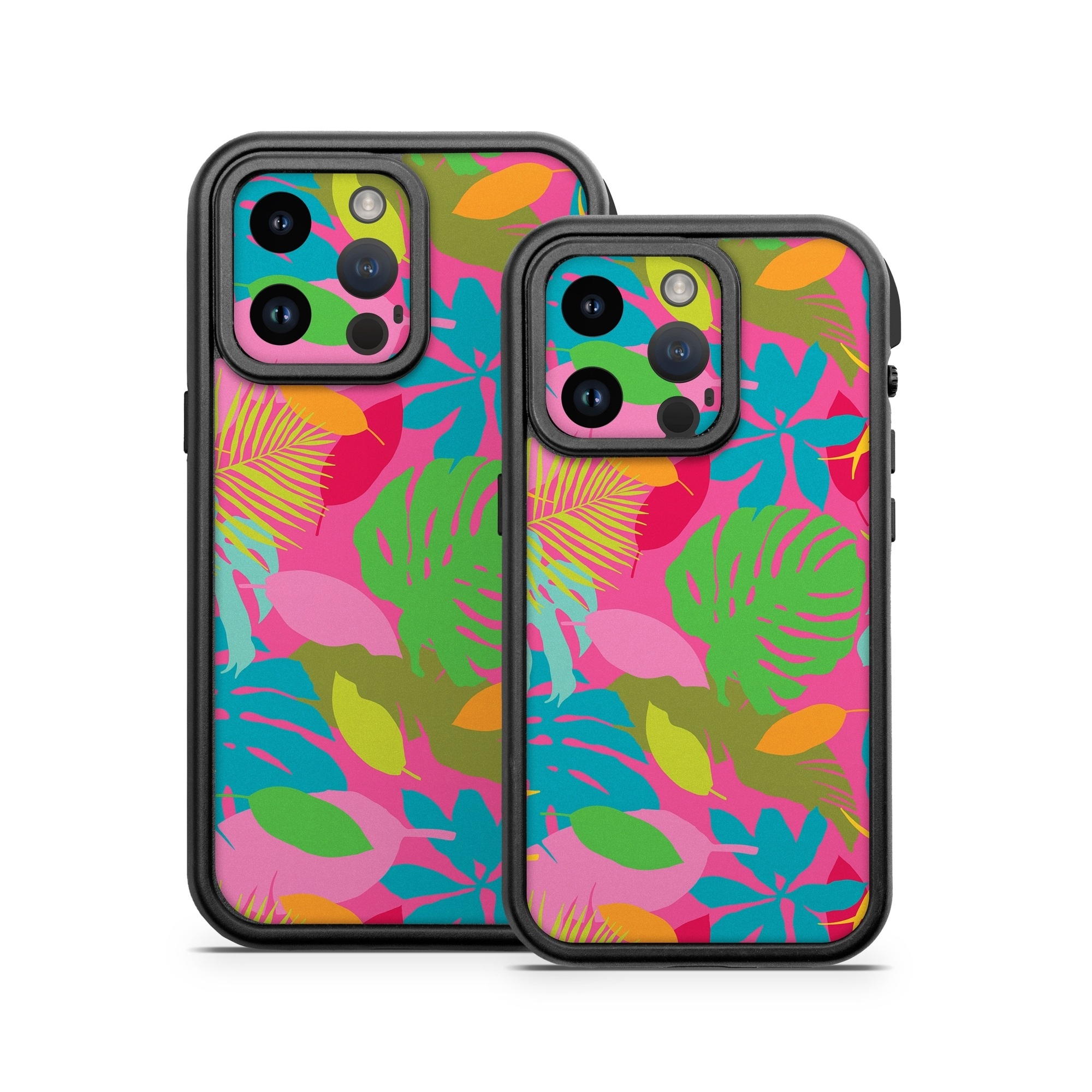 OtterBox Fre iPhone 14 Series Case Skin design of Organism, Pink, Rectangle, Magenta, Aqua, Art, Symmetry, Pattern, Painting, Electric blue, with pink, green, blue, yellow, orange, red colors