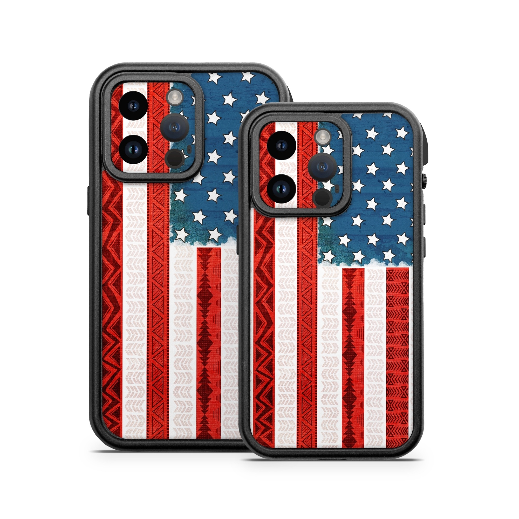 OtterBox Fre iPhone 14 Series Case Skin design of Flag, Flag of the united states, Red, Flag Day (USA), Line, Pattern, Textile, Independence day, Veterans day, Tablecloth, with red, blue, white colors