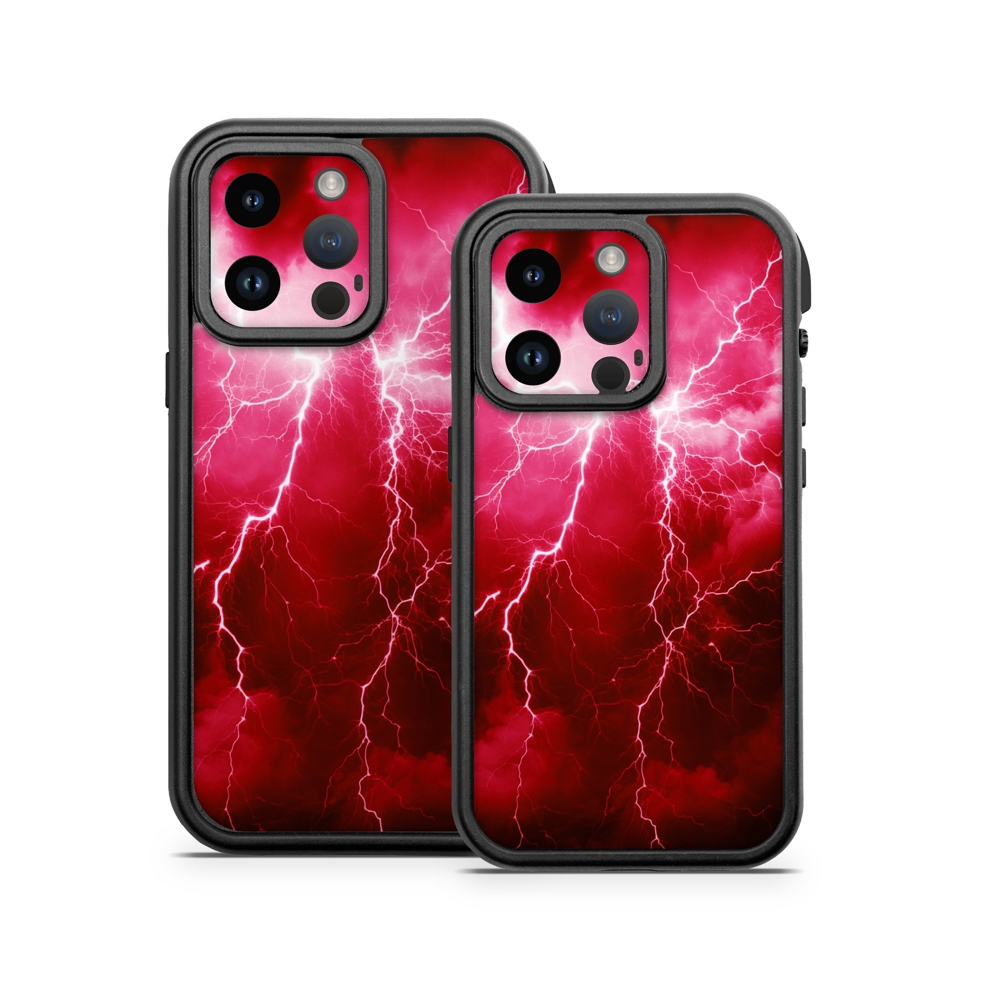OtterBox Fre iPhone 14 Series Case Skin design of Thunder, Atmosphere, Sky, Light, Purple, Lighting, Water, Thunderstorm, Electricity, Pink, with black, red colors