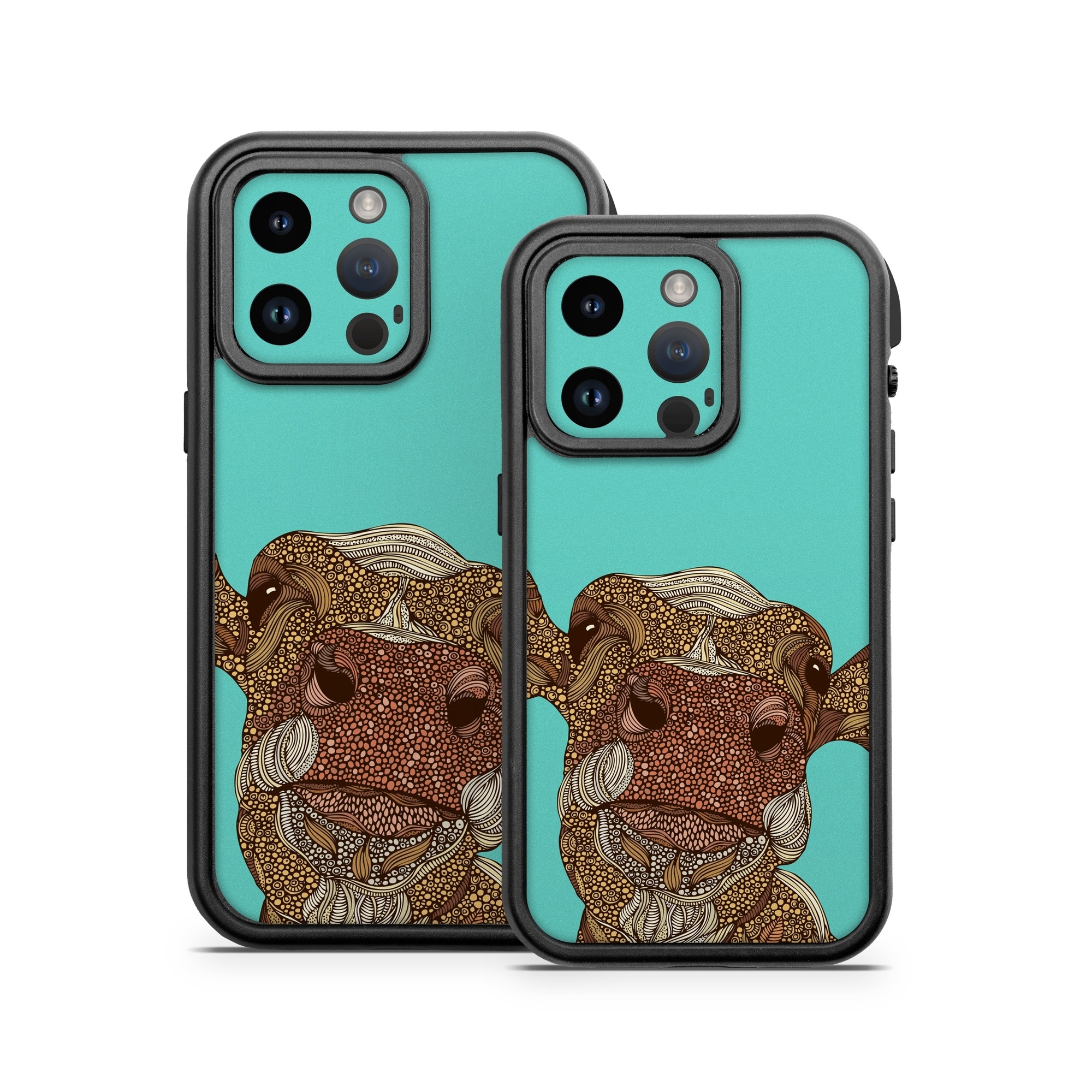 OtterBox Fre iPhone 14 Series Case Skin design of Head, Illustration, Art, Fictional character, with brown, green colors