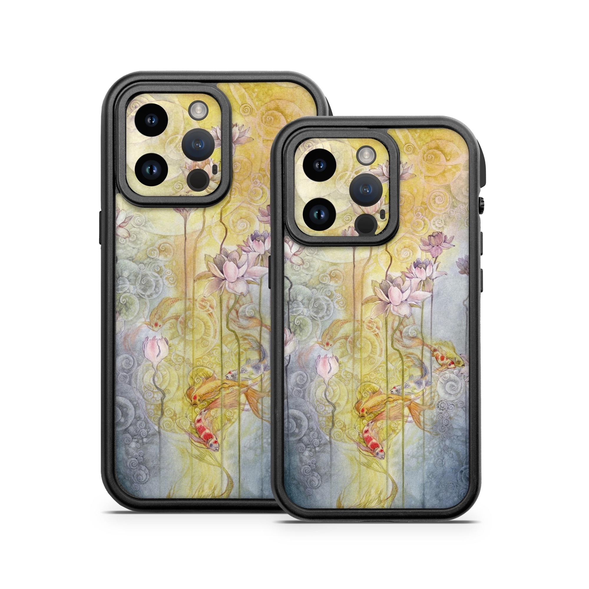 OtterBox Fre iPhone 14 Series Case Skin design of Watercolor paint, Painting, Art, Yellow, Flower, Acrylic paint, Floral design, Visual arts, Modern art, Illustration, with blue, red, orange, pink, yellow colors
