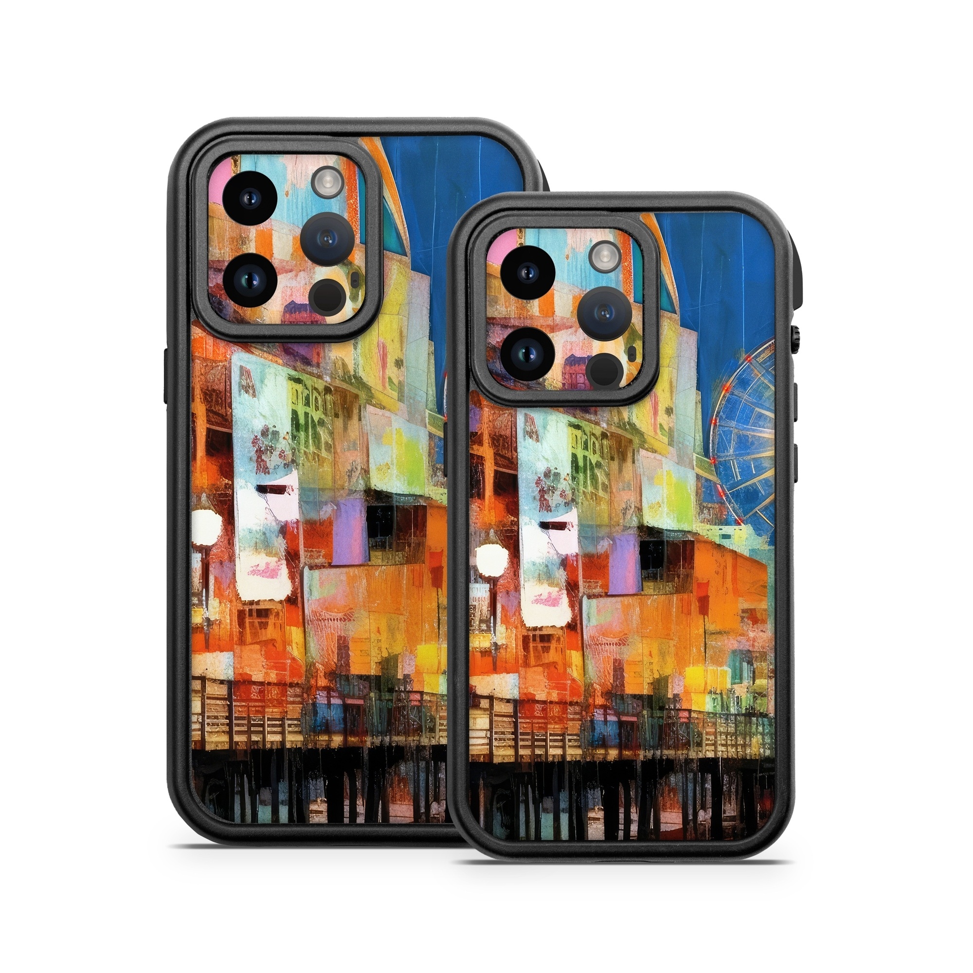 OtterBox Fre iPhone 14 Series Case Skin design of Light, World, Window, Tints and shades, City, Art, Leisure, Event, Building, Ferris wheel, with black, white, blue, pink, red, orange, yellow, green colors