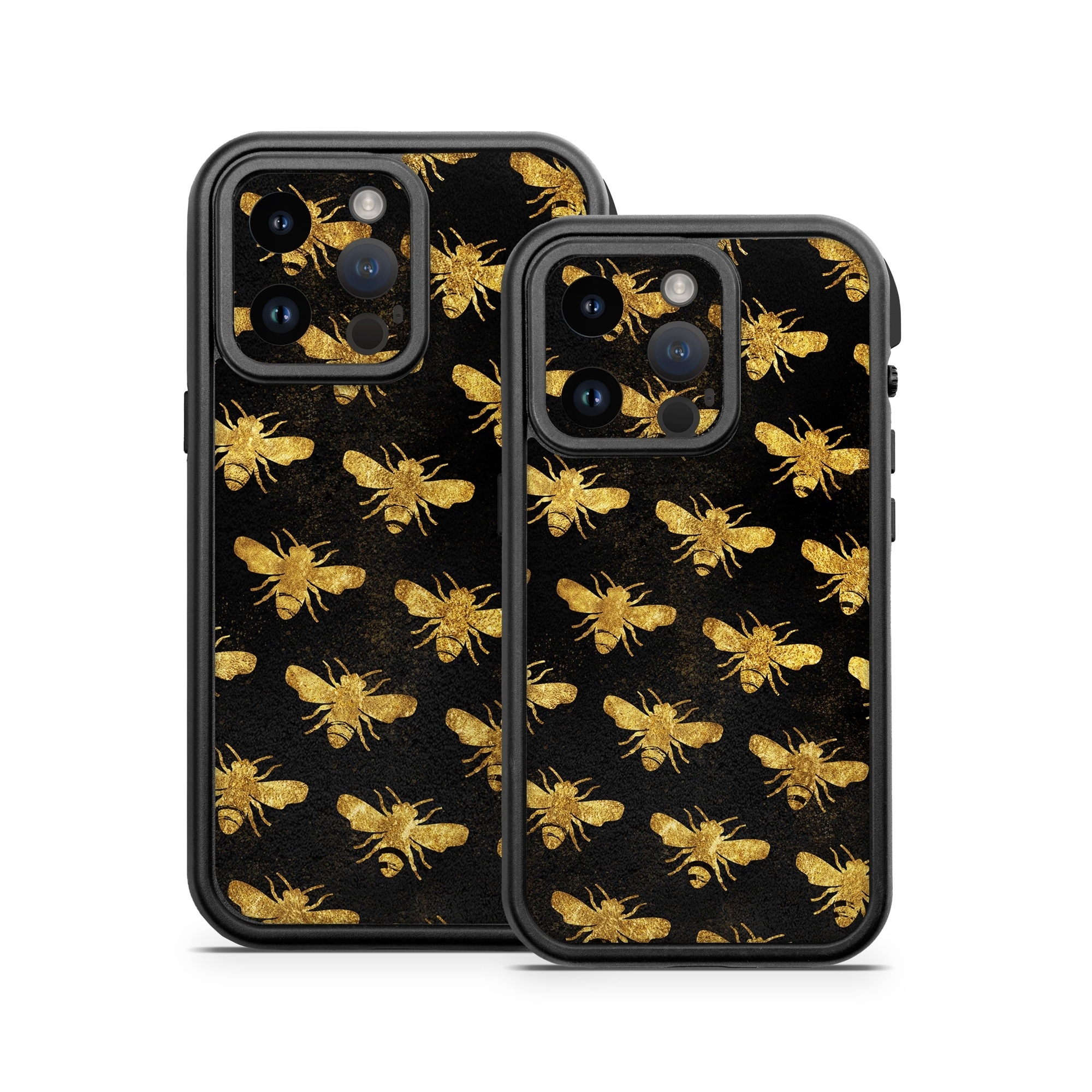 OtterBox Fre iPhone 14 Series Case Skin design of Pattern, Yellow, Flower, Design, Plant, Wildflower, Textile, Metal, with black, yellow colors
