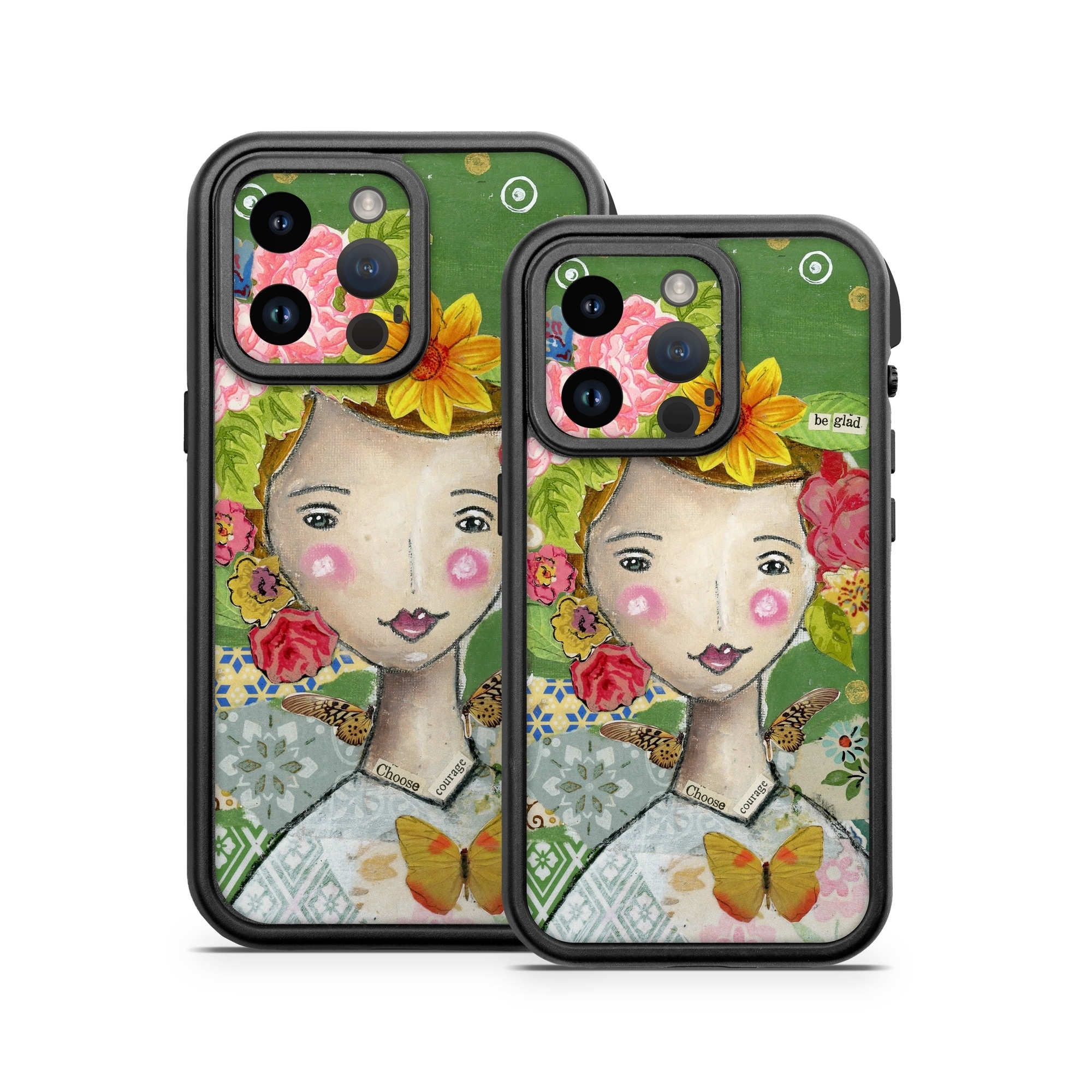 OtterBox Fre iPhone 14 Series Case Skin design of Watercolor paint, Illustration, Art, Painting, Plant, Flower, Visual arts, Paint, Child art, Acrylic paint, with green, pink, red, orange, white, blue, brown colors